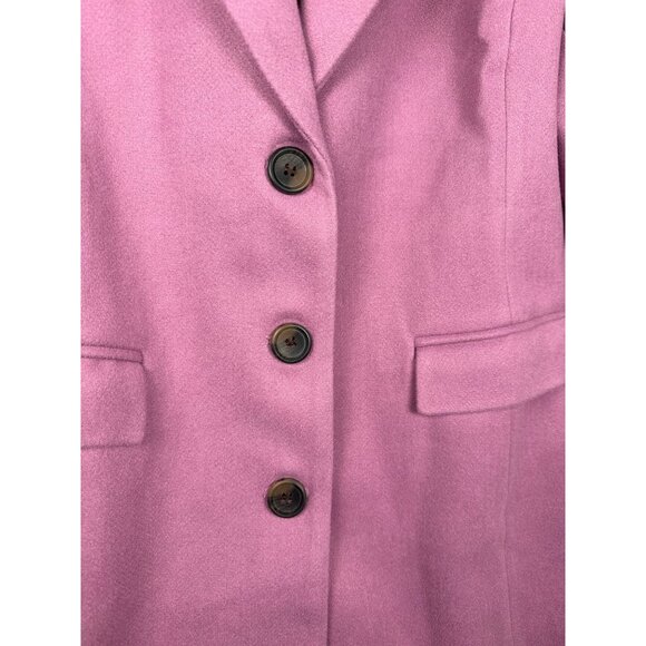 NEW Allegra K Women’s Pink Long Over Coat XL Button Front Jacket Preppy Career - Picture 10 of 11